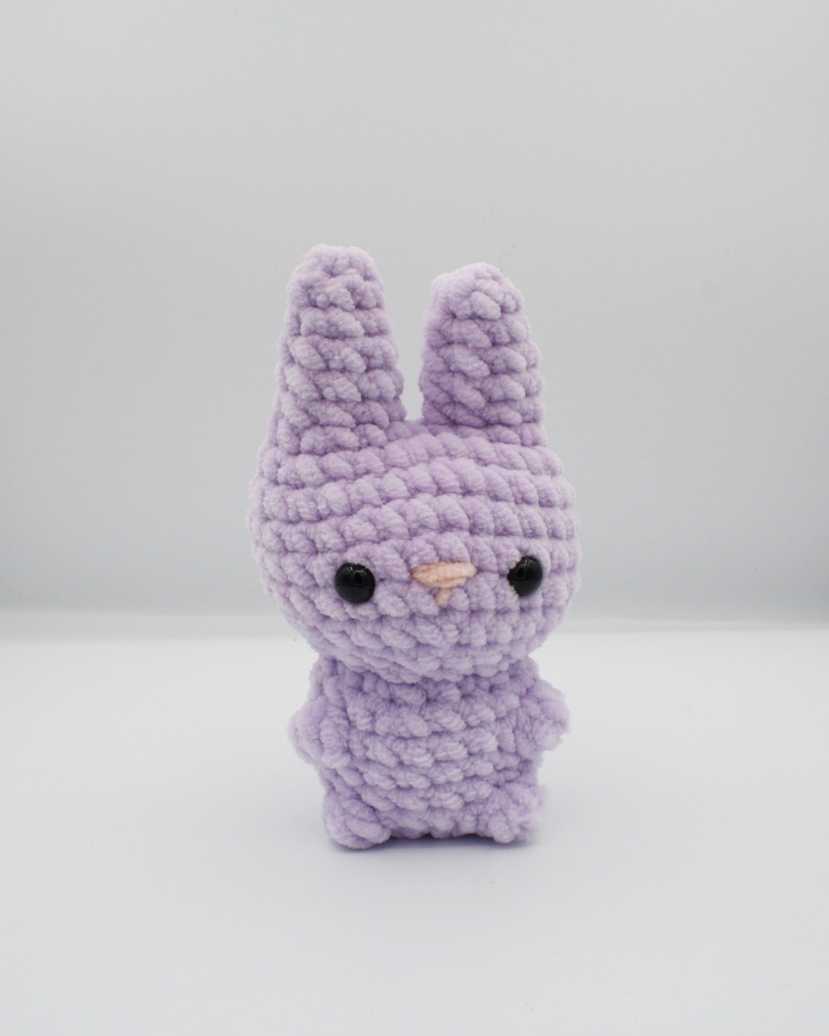 amigurumi crochet lilac bunny plushie chenille plush yarn