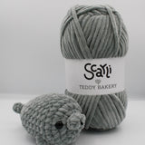 skein grey chenille plush yarn amigurumi crochet seal plushie teddy bakery scarli