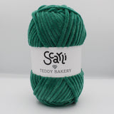 Pine forest green shade of chenille plush yarn skein Teddy Bakery