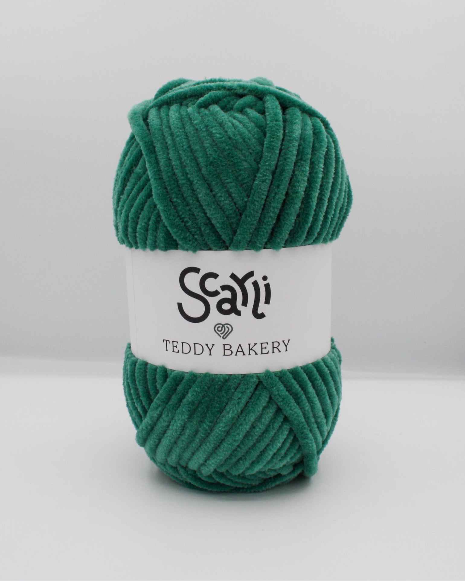 Pine forest green shade of chenille plush yarn skein Teddy Bakery