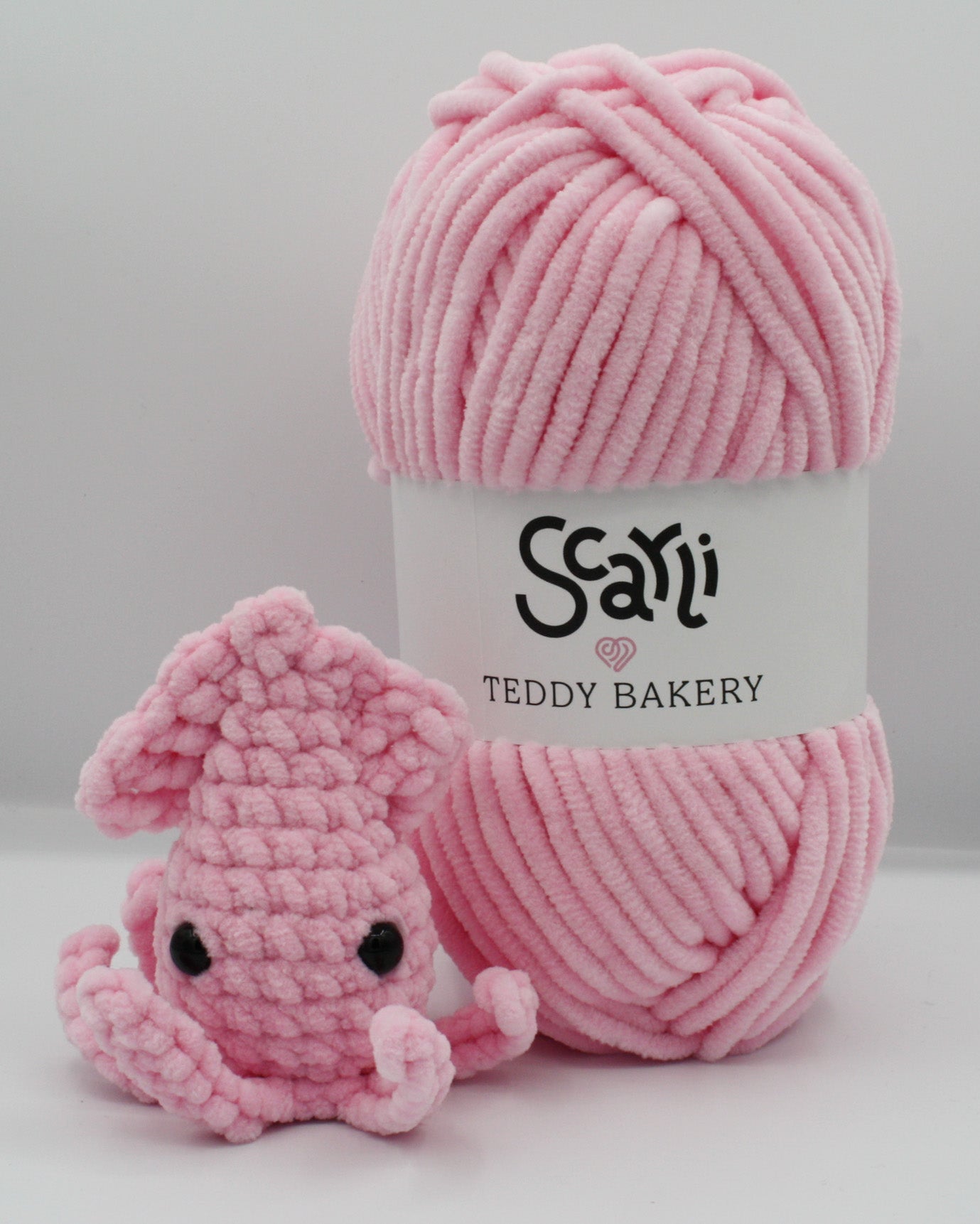 skein light pink chenille plush yarn amigurumi crochet squid plushie teddy bakery scarli