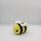 amigurumi benny the bee plushie made with chenille yarn