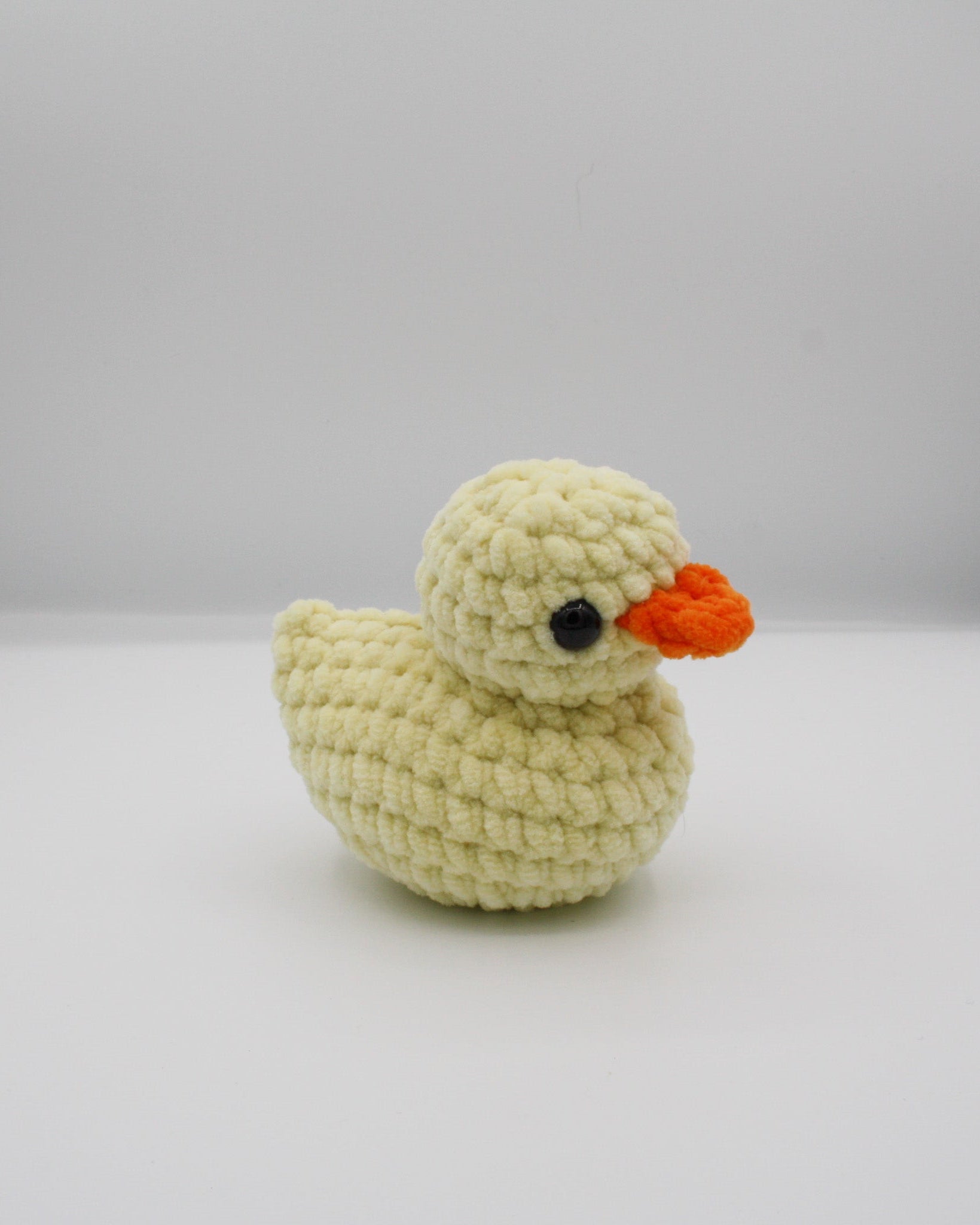 amigurumi crochet duck plushie pastel yellow chenille plush yarn