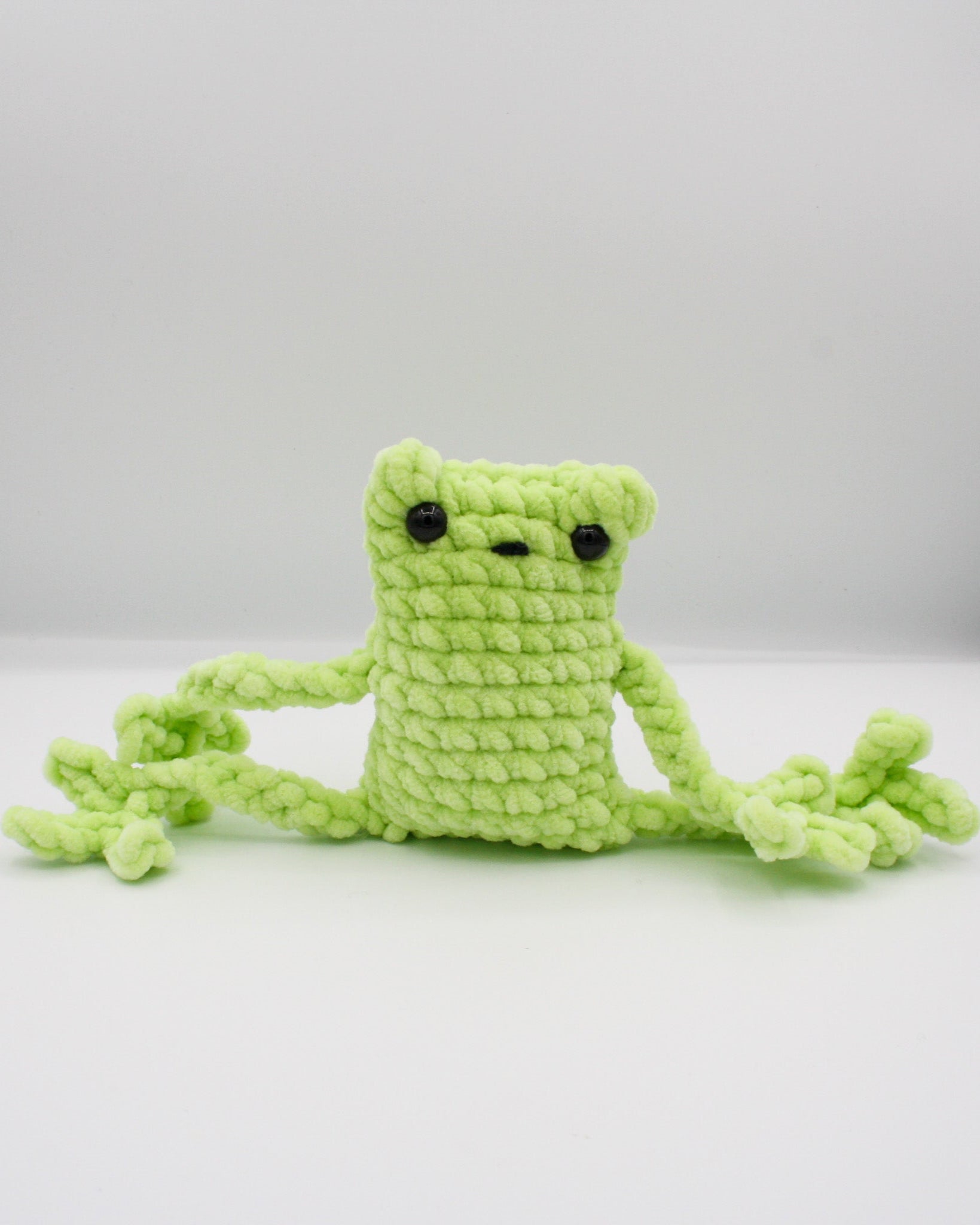 amigurumi crochet frog plushie lime green chenille plush yarn