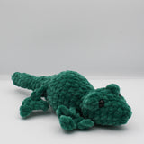 amigurumi crochet dark green gecko plushie chenille yarn