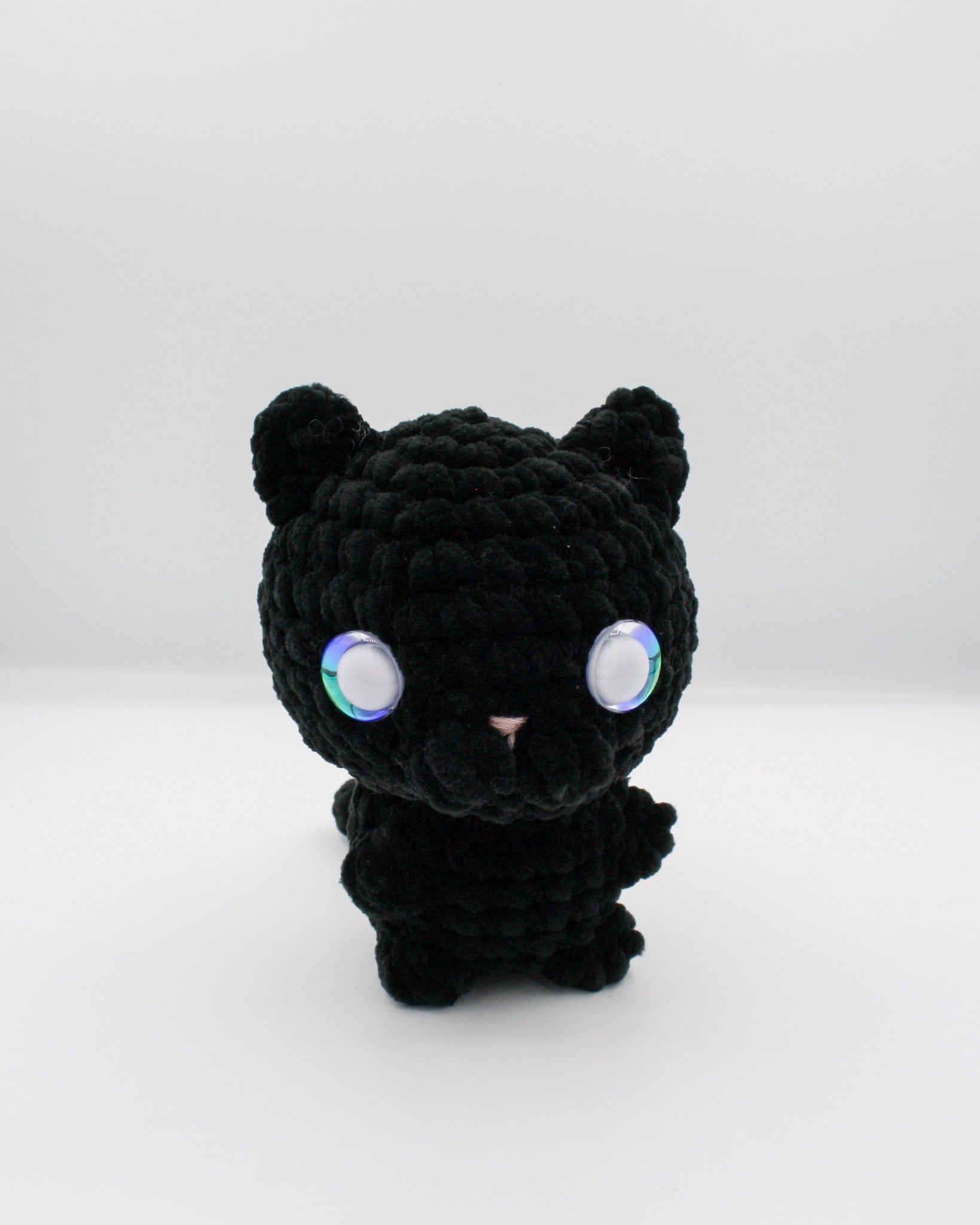 amigurumi crochet black cat plushie chenille plush yarn