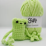 skein lime green chenille plush yarn amigurumi crochet frog plushie teddy bakery scarli