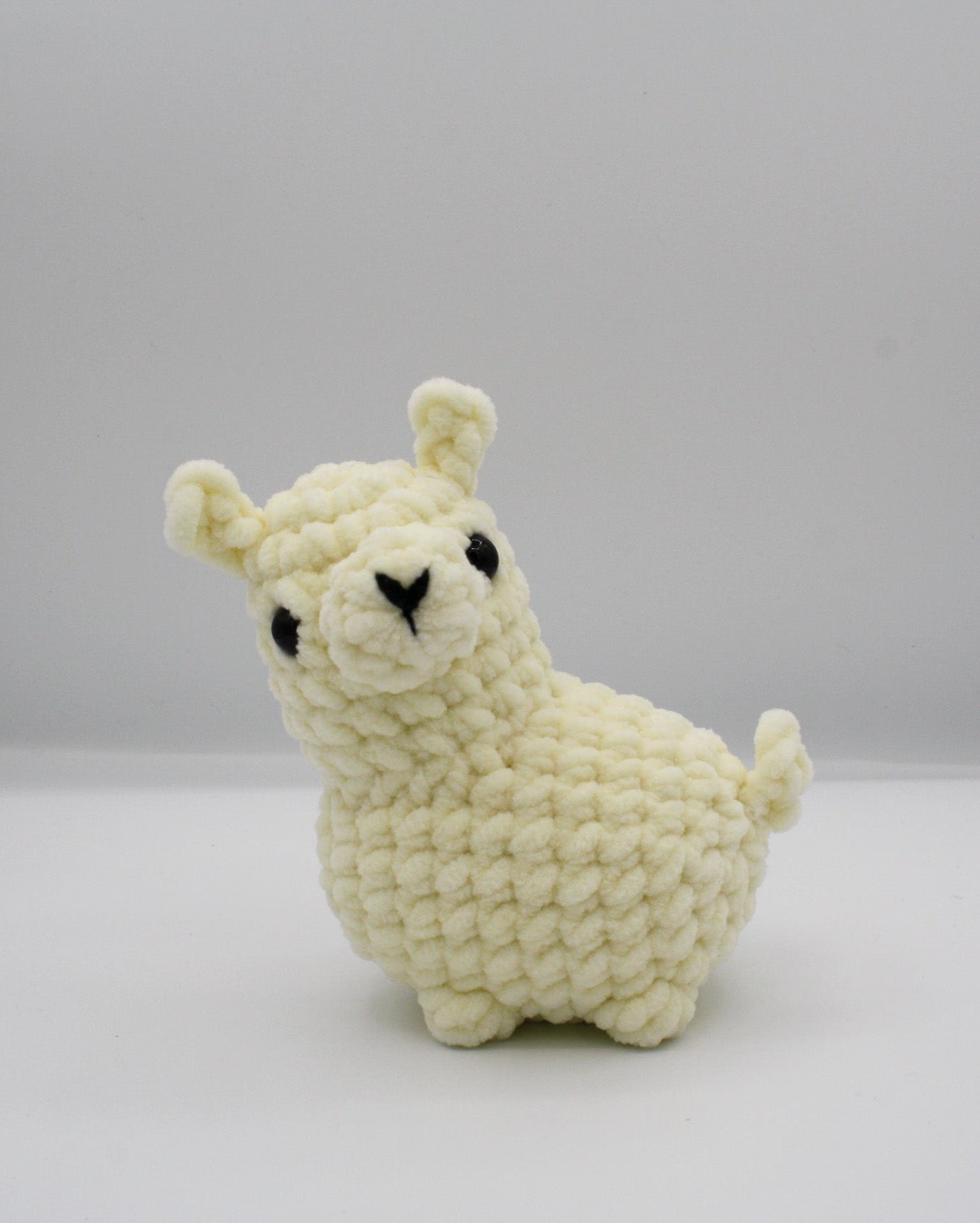 amigurumi crochet llama plushie chenille plush yarn cream