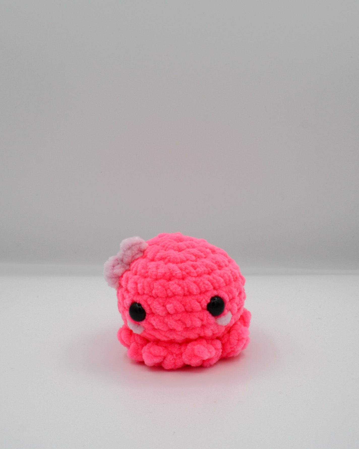 neon bright pink octopus amigurumi crochet plushie chenille plush yarn