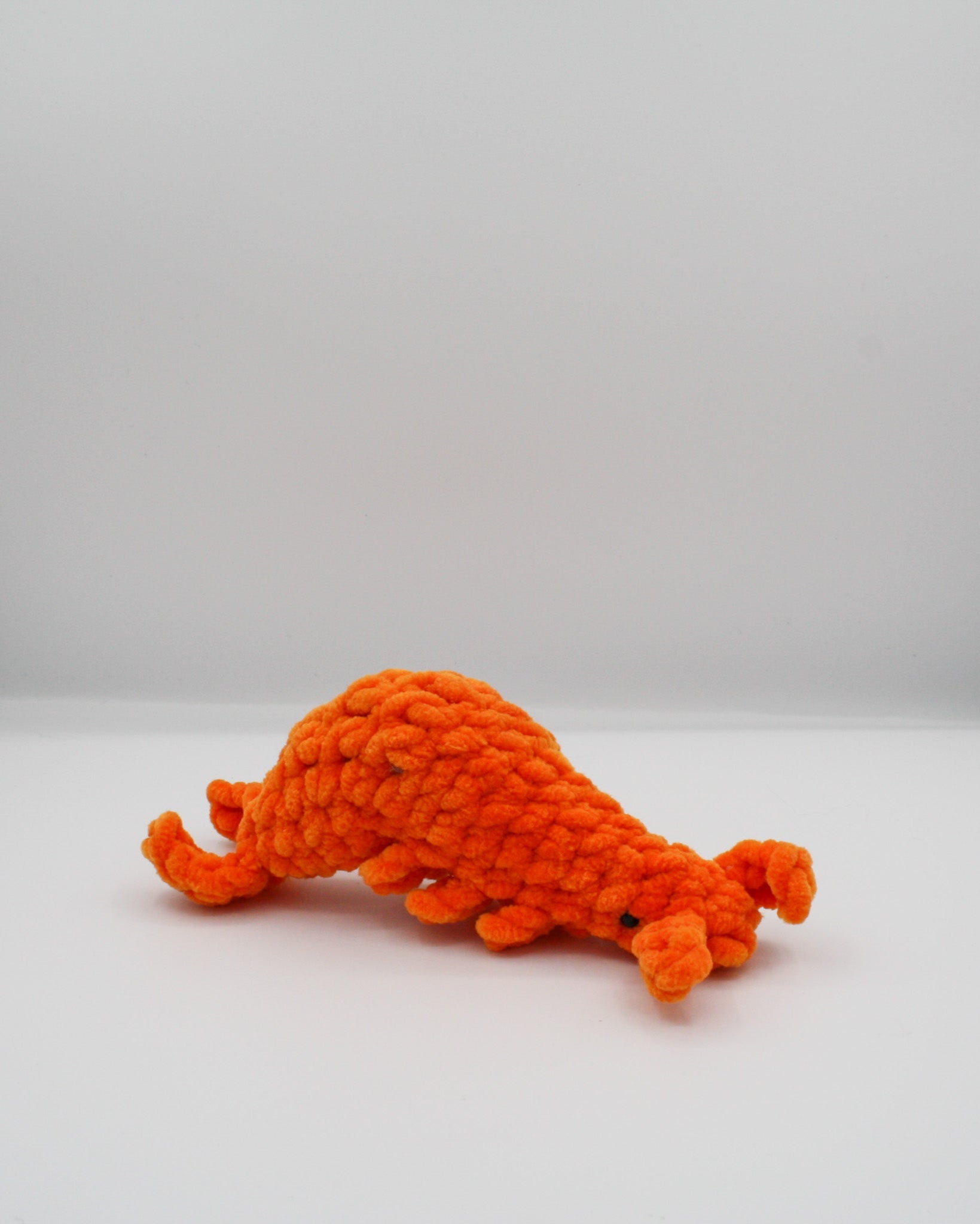 amigurumi crochet prawn plushie orange chenille plush yarn