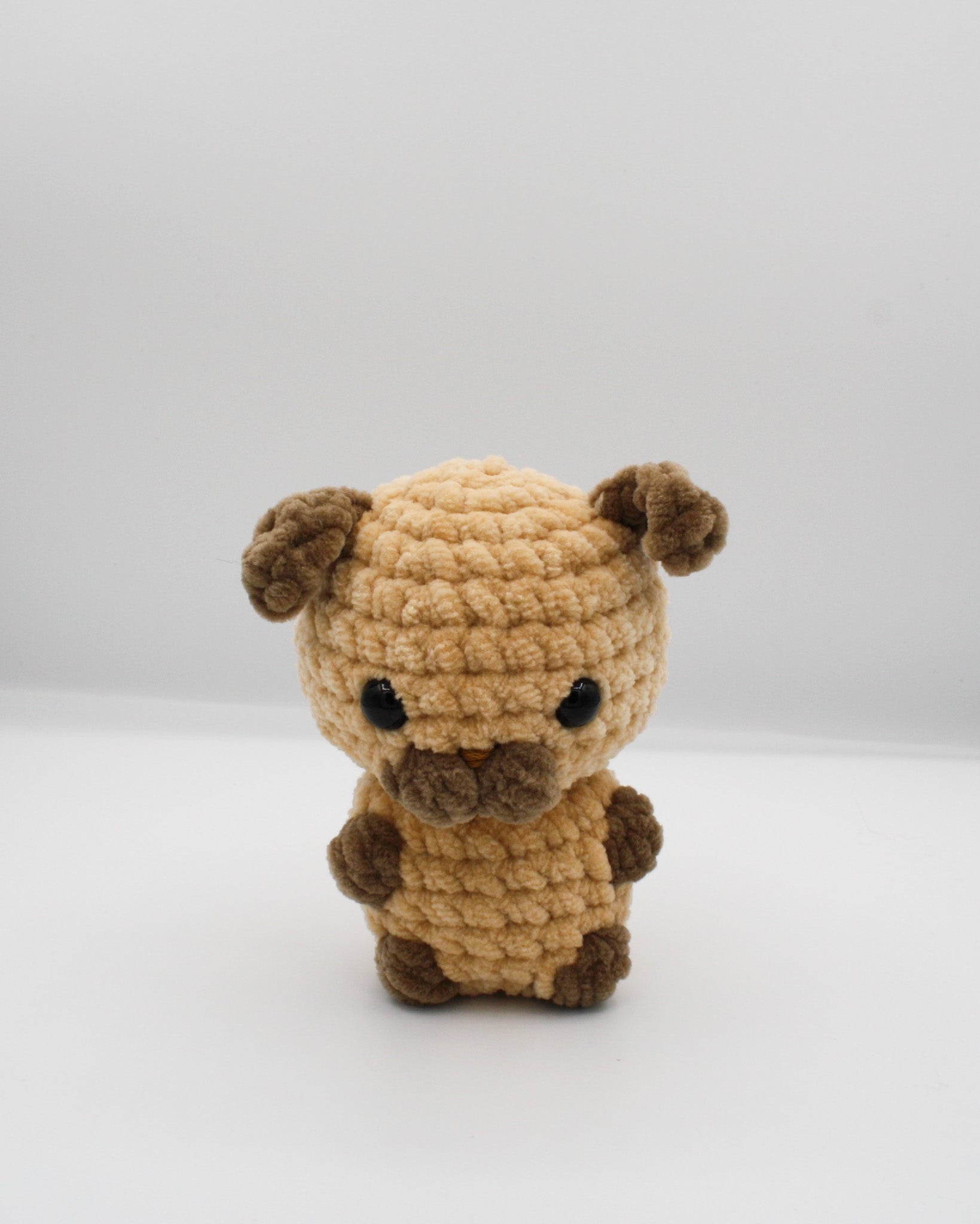 amigurumi crochet puppy plushie beige chenille plush yarn