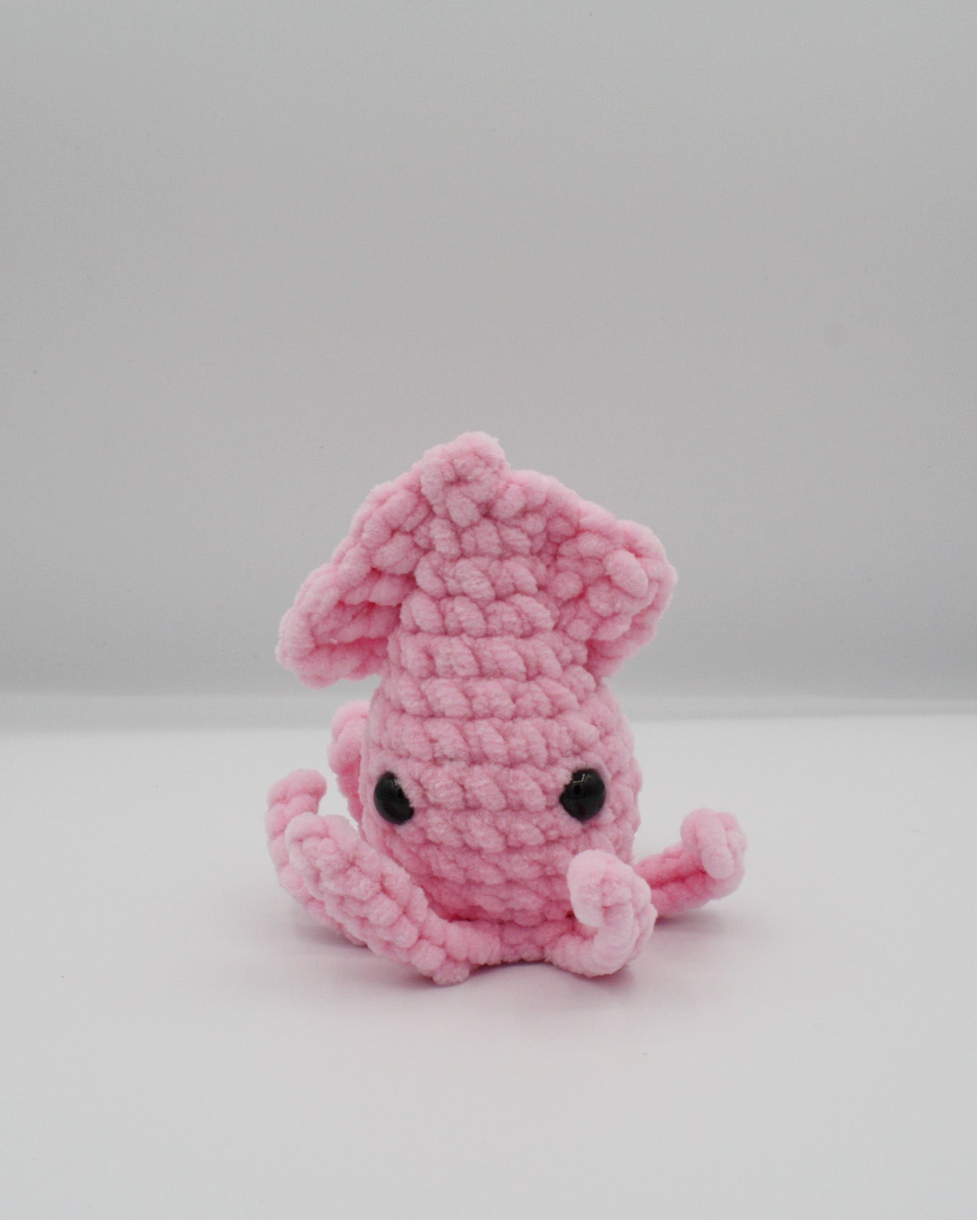amigurumi crochet squid plushie baby pink chenille plush yarn