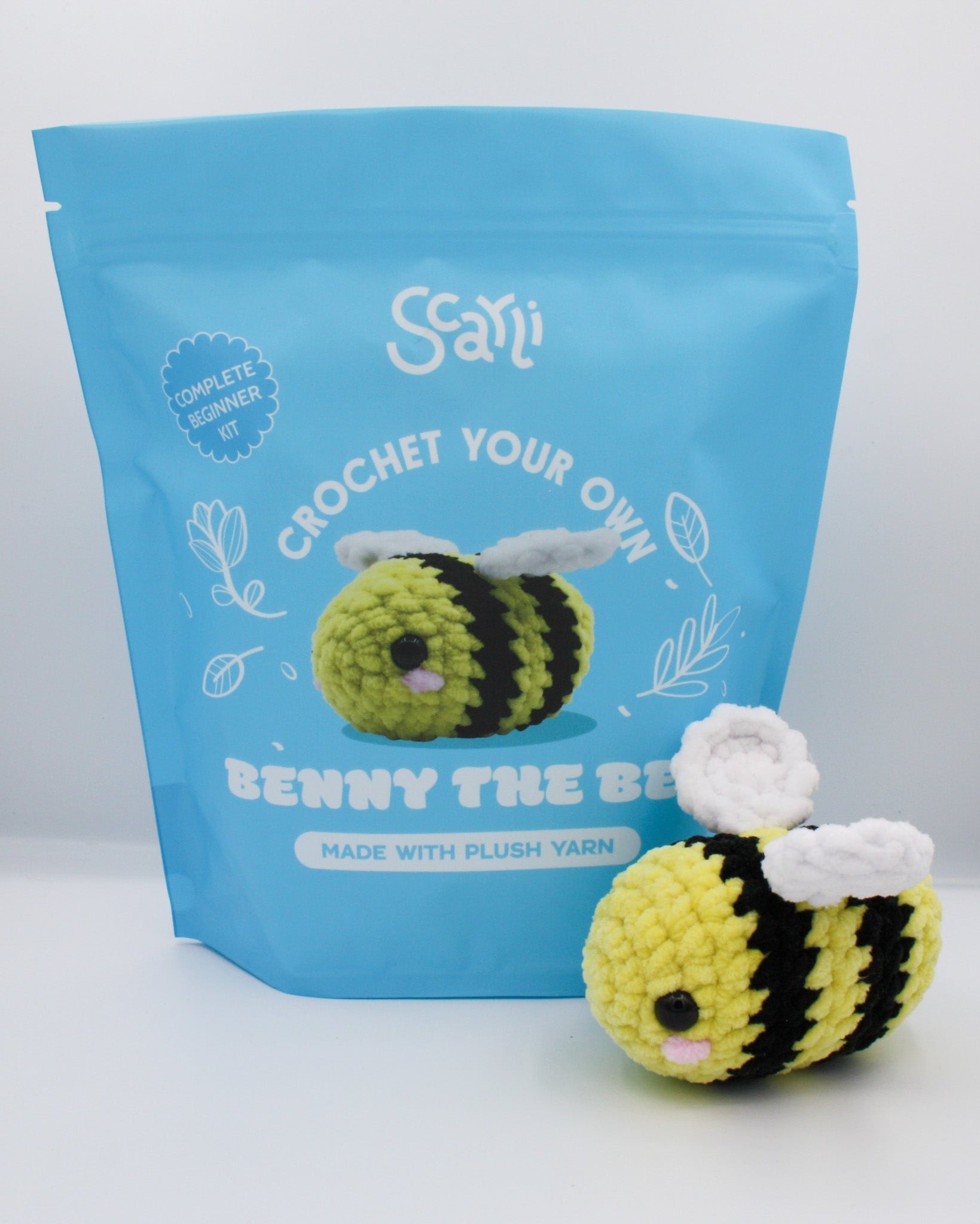 beginner crochet kit benny the bee with plush yarn
