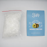 beginner crochet kit stuffing and pamphlet with video and written tutorial for benny the bee