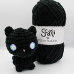 skein black chenille plush yarn amigurumi crochet cat plushie teddy bakery scarli