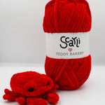 skein red chenille plush yarn amigurumi crochet crab plushie teddy bakery scarli