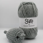 skein grey chenille plush yarn amigurumi crochet seal plushie teddy bakery scarli
