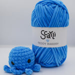 sapphire blue skein chenille plush yarn amigurumi chenille octopus plushie teddy bakery scarli
