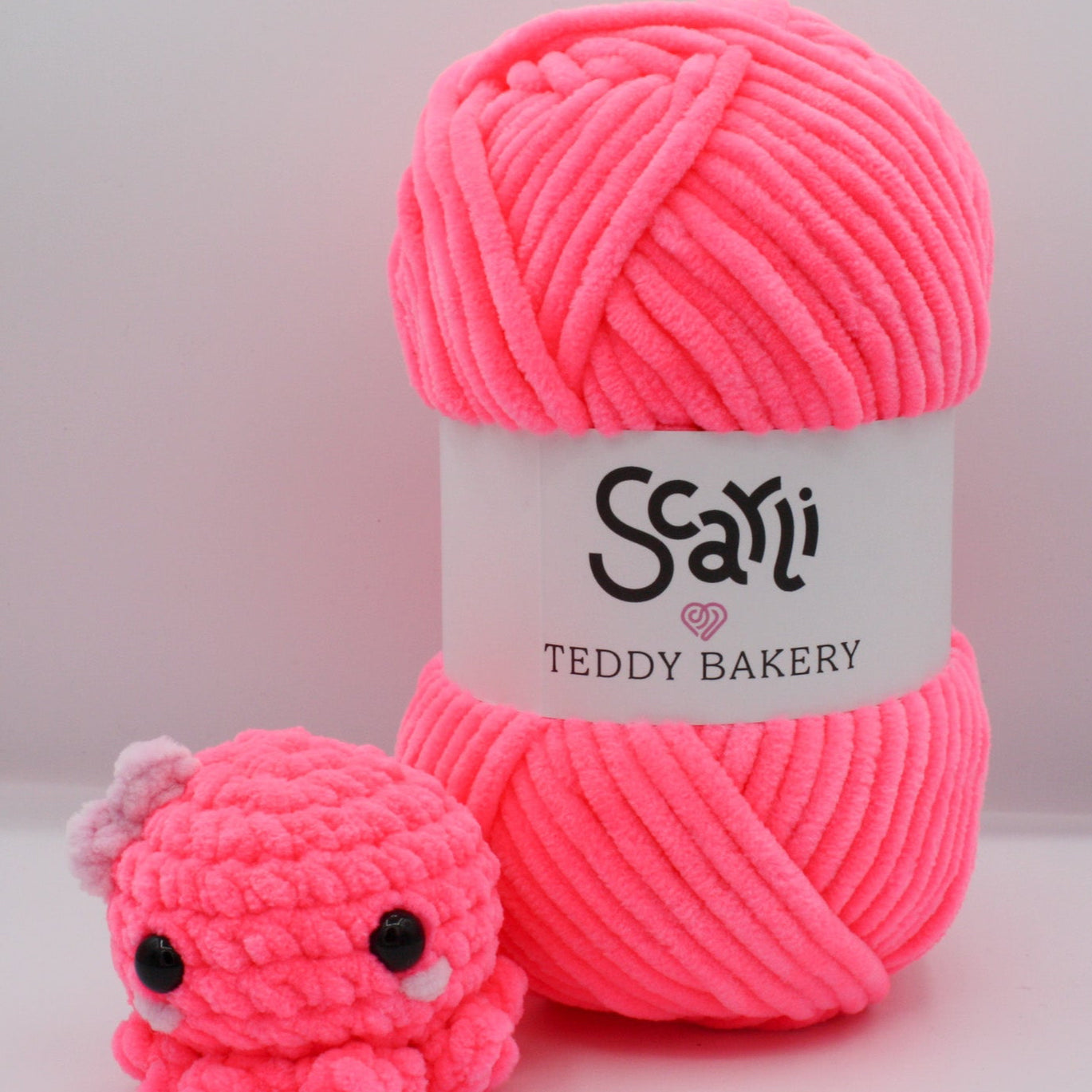 skein neon pink chenille plush yarn teddy bakery scarli amigurumi crochet octopus plushie