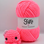skein neon pink chenille plush yarn teddy bakery scarli amigurumi crochet octopus plushie