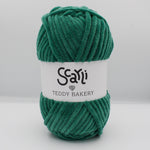 Pine forest green shade of chenille plush yarn skein Teddy Bakery