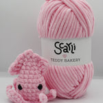 skein light pink chenille plush yarn amigurumi crochet squid plushie teddy bakery scarli