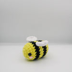 amigurumi benny the bee plushie made with chenille yarn