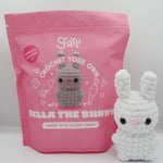 beginner crochet kit Bella the bunny amigurumi made with chenille yarn