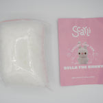 beginner crochet kit Bella the bunny pamphlet written and video tutorials and stuffing.