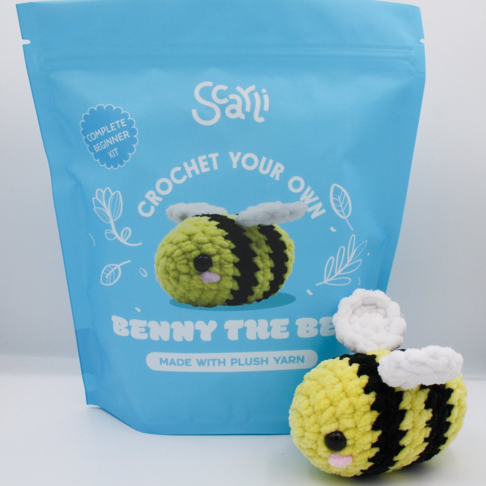 beginner crochet kit benny the bee with plush yarn