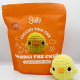 beginner crochet kit Charli the chick made with plush chenille yarn