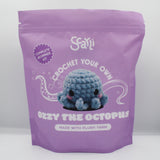 beginner crochet kit Ozzy the octopus made with plush yarn