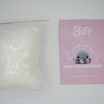 beginner crochet kit ozzy the octopus pamphlet with written and video tutorials and stuffing.