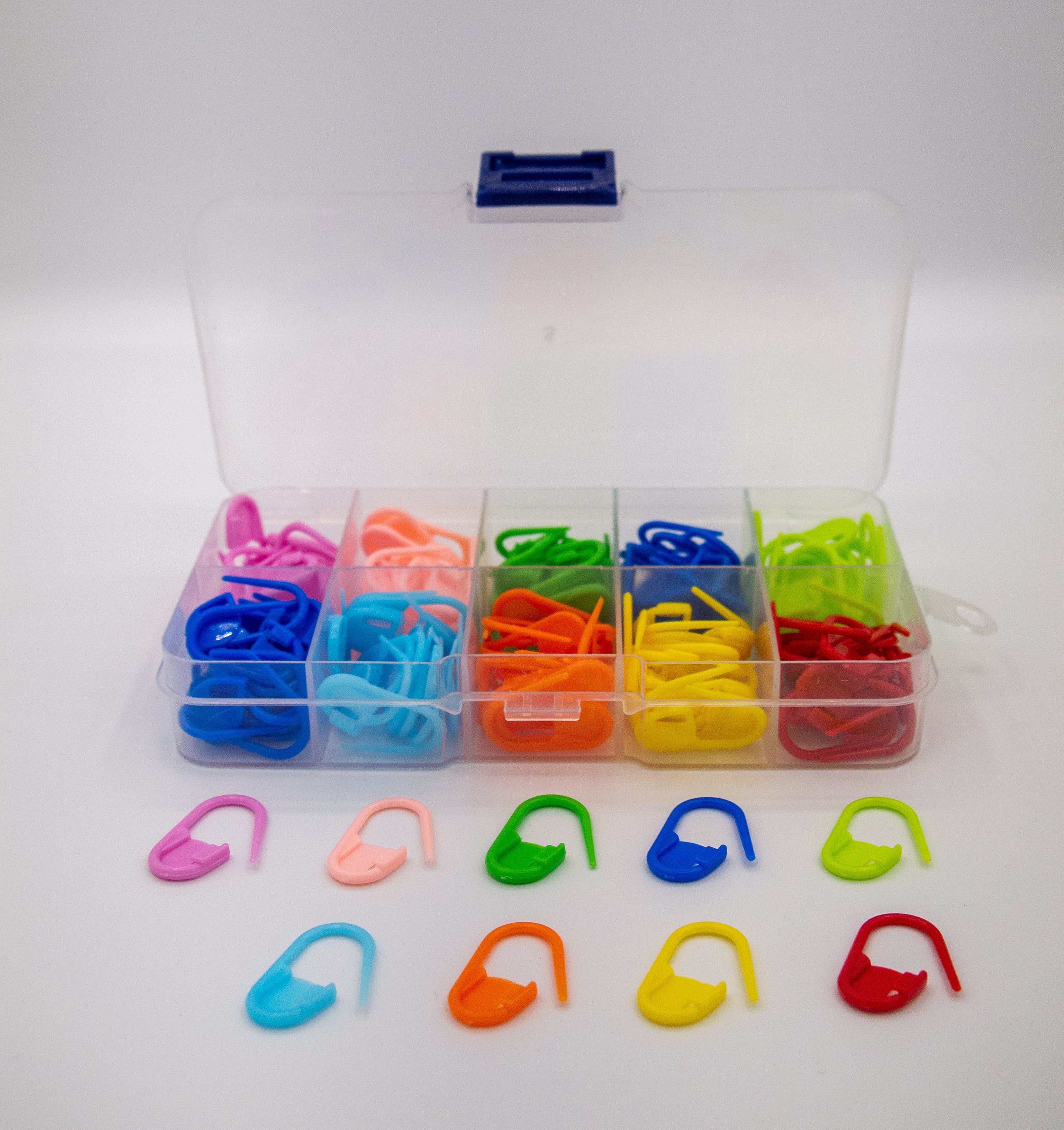 Stitch markers for crochet and knitting. Set of 124 pieces of a variety of colours